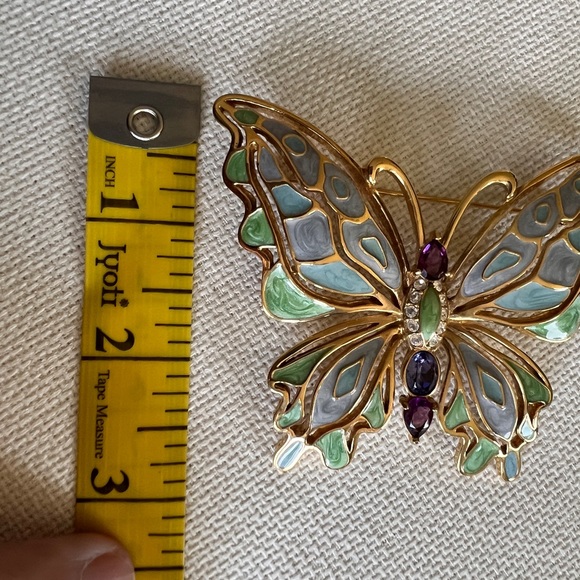 Signed BOB MACKIE Enamel & Rhinestone BUTTERFLY Brooch Pin Stunning Colorful - Picture 9 of 11